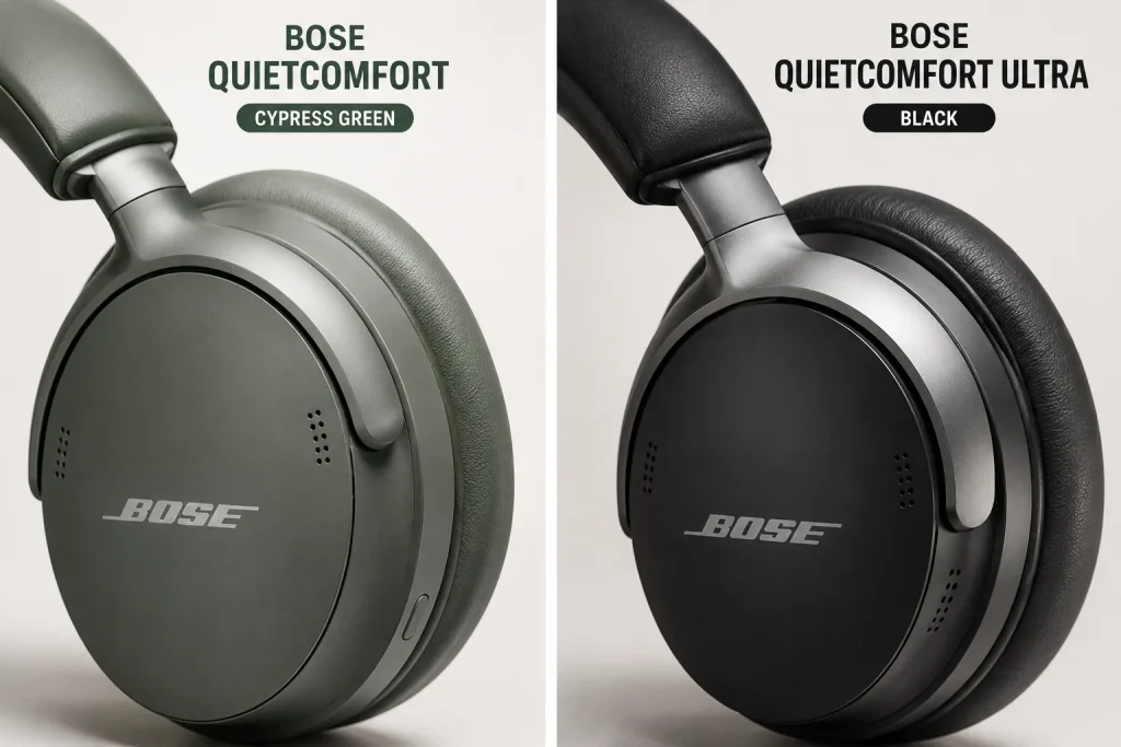 bose quietcomfort vs quietcomfort ultra, bose qc vs ultra, bose quietcomfort ultra vs quietcomfort, best noise cancelling headphones 2026, bose quietcomfort headphones review, bose quietcomfort ultra review, bose premium headphones comparison, bose spatial audio, aptx adaptive headphones, quietcomfort ultra battery life trade off, best travel headphones 2026, bose quietcomfort vs ultra comfort difference, active noise cancellation comparison, iphone vs android bose headphones, bose quietcomfort street price discounts