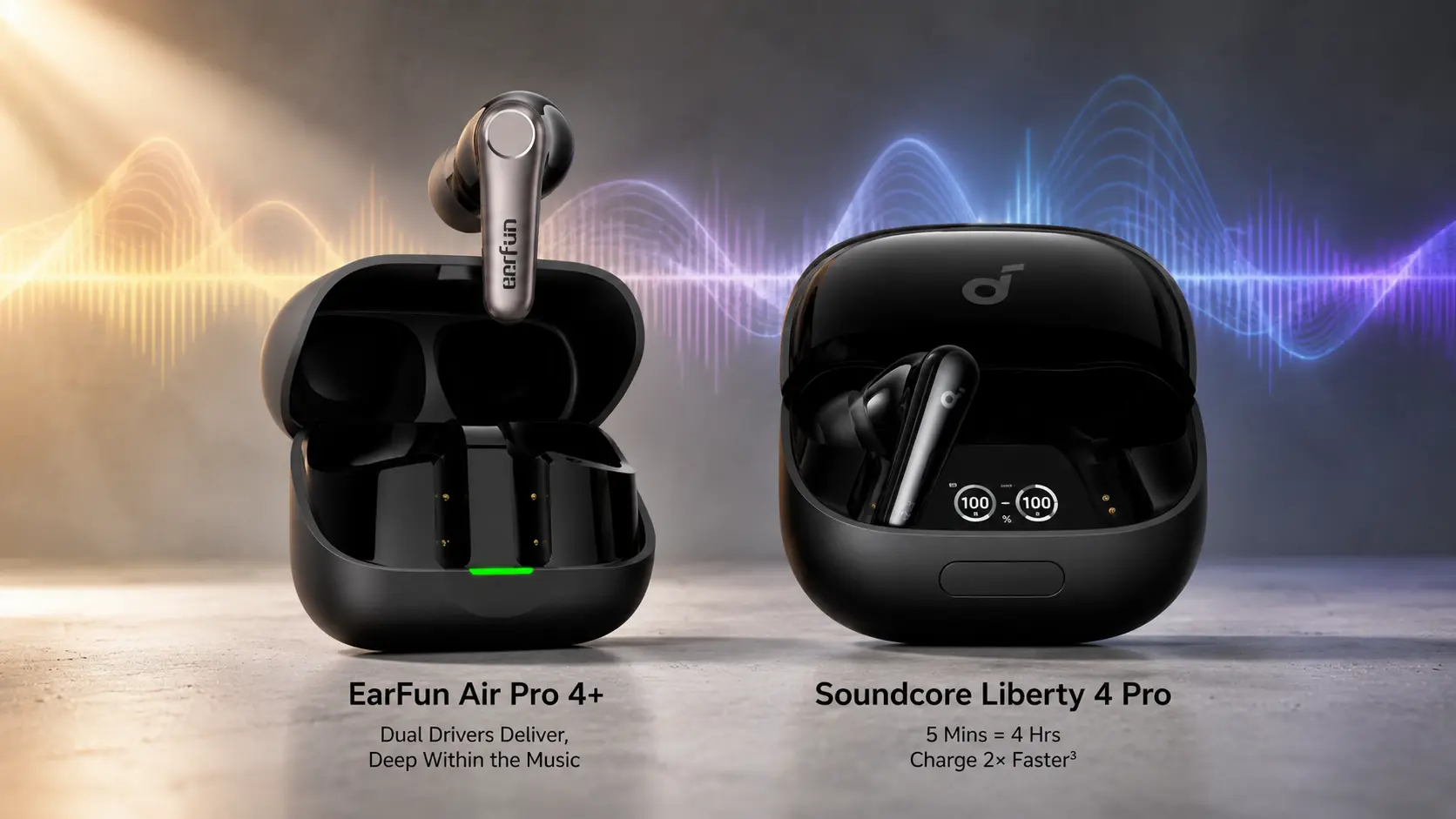 EarFun Air Pro 4 Plus vs Soundcore Liberty 4 Pro, EarFun Air Pro 4 Plus review, Soundcore Liberty 4 Pro review, best budget wireless earbuds 2026, wireless earbuds comparison 2026, EarFun vs Soundcore earbuds.
