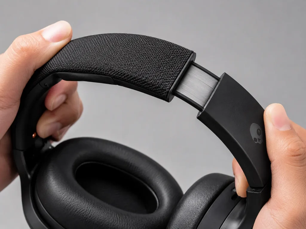 Hand flexing the durable steel reinforced headband of Skullcandy Crusher ANC 2