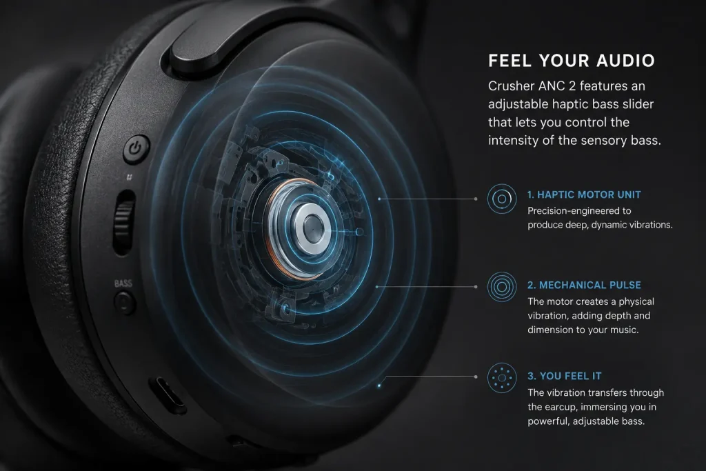 Skullcandy Crusher ANC 2 review, Skullcandy Crusher ANC 2 keywords, Crusher ANC 2 bass headphones, Skullcandy haptic bass headphones, best bass wireless headphones 2026, Skullcandy Crusher ANC 2 vs Sony WH-1000XM4, Skullcandy Crusher ANC 2 vs Soundcore Space Q45, Crusher ANC 2 battery life, headphones with vibration bass, sensory bass headphones, haptic bass technology, best headphones for bassheads, heavy bass bluetooth headphones, Skullcandy Crusher ANC 2 price, Crusher ANC 2 comfort and build, over ear headphones with extreme bass